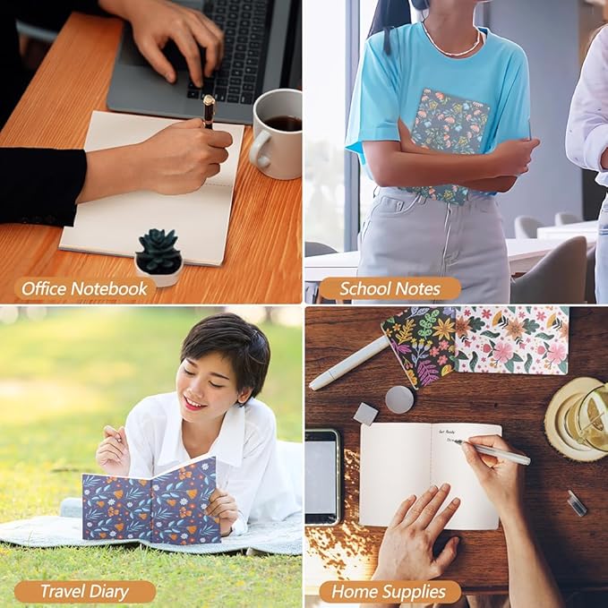 Pack of Journals for Writing A5 Notebook Bulk Set,Sketch Book- 12 Pack with 60 Blank Pages, 30 Sheets, and Embossed Cover in Gold Foil Floral Bliss Pattern (5.75 x 8.35 Inches)