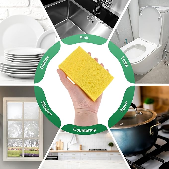 M METERXITY 1-Set Kitchen Sponges, Condense Eco Cellulose Non-Scratch Scrub Heavy Sponge for Kitchen/Household/Bathroom, Clean Tough Messes Dish Scrubber [Multicolor]