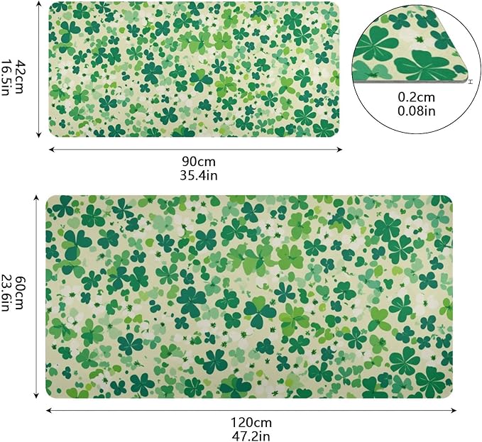 Mouse Pad Desk Mat Leather Desk Pad Large Gaming Desk Cover Protector Mat for Keyboard Computer Laptop Office Waterproof 35.4 x 16.5 Inch Saint Patricks Green Clovers