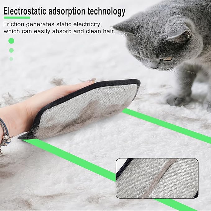 QTOETUII Pet Hair Removal Glove, Magic Brush Pet Hair, Cat Comb, Washable Reusable Dogs Cats Hair Gloves for Furniture, Bed, Sheets, Couch, Clothes, Carpet, Car Seat, Pet Grooming, Curtain (1PCS)