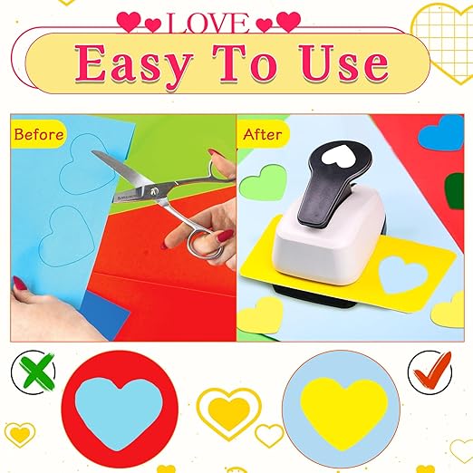 Heart Hole Punch 1 inch Heart Punch for Crafts Hearts Shaped Hole Puncher for Crafts Hearts Shape Paper Punch Craft Punches for Scrapbooking, Card Making