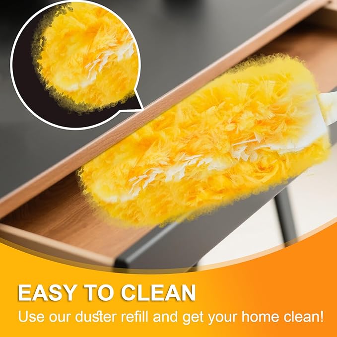 Yicotira Duster Refill Compatible with Swiffer Duster, Heavy Duty Duster Refills Kit for Cleaning Dusting, Multi Surface 360 Feather Duster, 10 Count Disposable Refills with 1 Handle