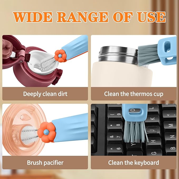 Vanjua 3 in 1 Cup Lid Gap Cleaning Brush Set, Multifunctional Bottle Cleaning Brush, Cup Lid Gap Cleaner, Home Kitchen Crevice Brush Tools (3 Pack)