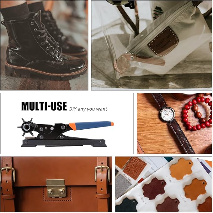 KingTool Desktop Leather Hole Punch Set, Super Heavy Duty Rotary Puncher, Multi Hole Sizes Maker Tool, Make Hole Punch Easier