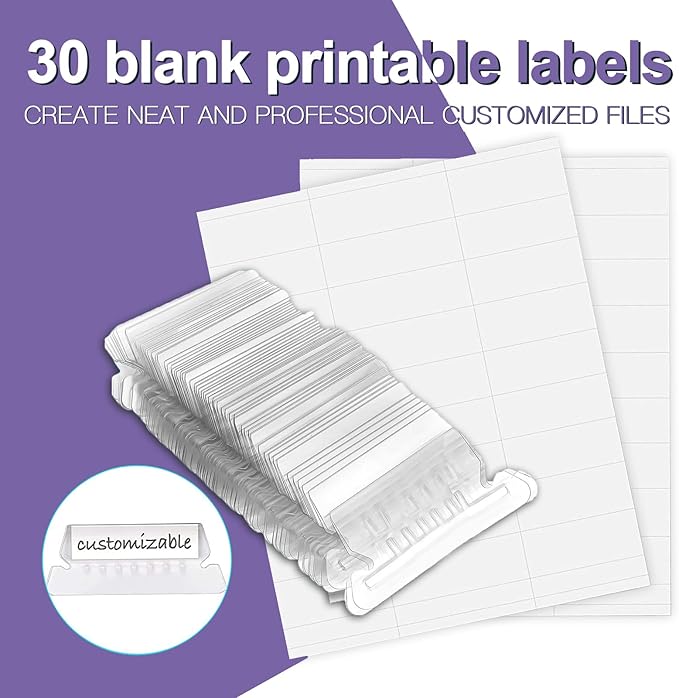HERKKA Hanging File Folders, 30 Pack Reinforced Letter Size Hanging Folders, Designed for Bulky Files, Filing Cabinet, 1/5-Cut Adjustable Tabs (Purple)