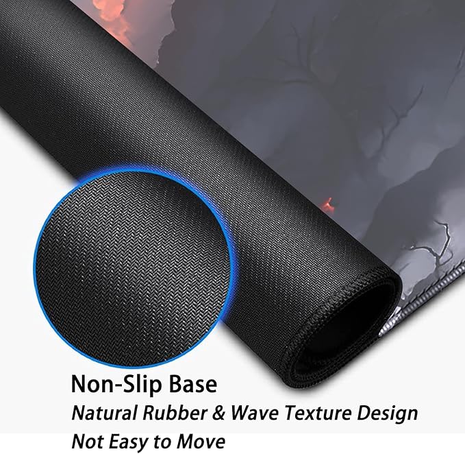 Volcano and Cherry Blossoms Desk Pad Mouse Pad,Large Nature Mouse Mat with Stitched Edges,Non-Slip Rubber Base Mousepad for Office PC Keyboard Laptop and Home Work Desk Mat(27.5X11.8 in)