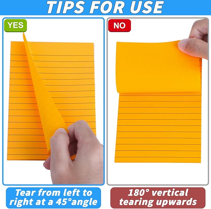 60 Pack Lined Sticky Notes Bulk 4 x 6 in Large Ruled Post Sticky Colorful Self-Stick Note Pads with Lines 12 Color Super Sticking Power Memo Pads 45 Sheets/pad for Office Home School Notebook Wall