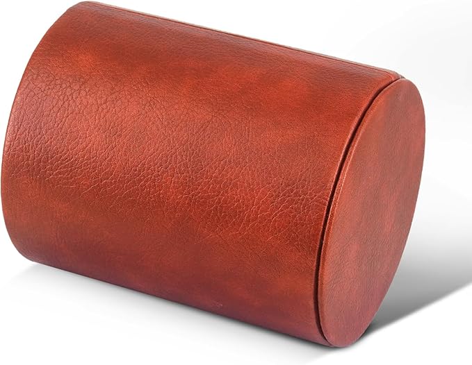 Pen Holder PU Leather Pencil Desk Stand for School/Office/Home (Brown)