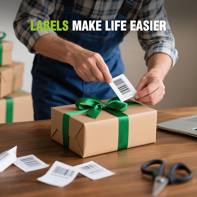 2-3/7"x 100' Continuous Labels Replacement for Brother DK-2205 Paper Label Maker Tape Use with QL-1060N QL-1050 QL-720 QL-710 QL-570 (12 Rolls,1 Reusable Frame)