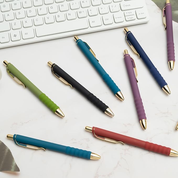 Linbsunne Gel Pens Black Ink Pen 0.5mm fine Point Pens Smooth Writing Retractable Office Supplies (Vintage-12 pcs)