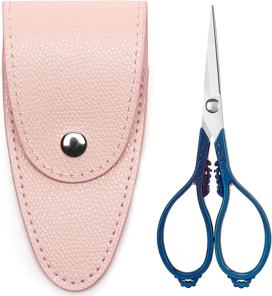 Small Stainless Steel Scissors, Vintage European Style, Blue