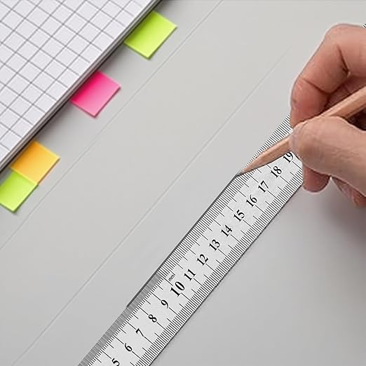 Stainless Steel Ruler Set, 6 Inch 12 Inch and 16 Inch Metal Rulers for Precision Measuring, 3-Pack