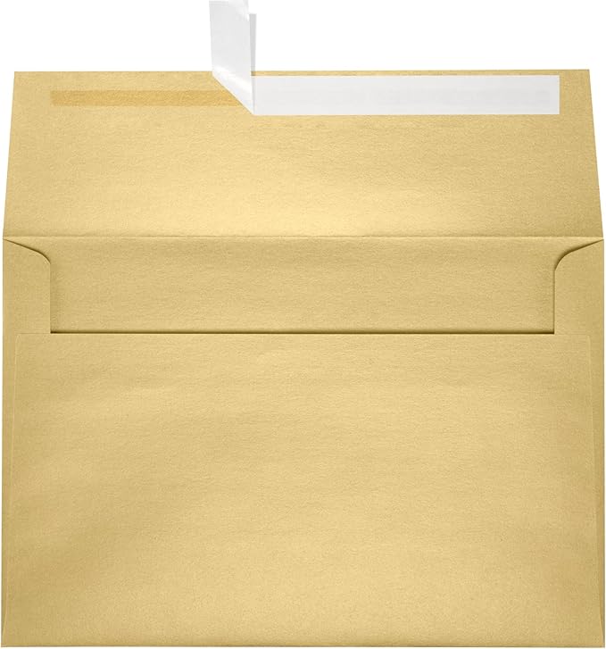 LUXPaper A8 Invitation Envelopes | Peel & Press | 5 1/2" x 8 1/8" | Blonde Metallic | 80lb. Text | 50 Qty