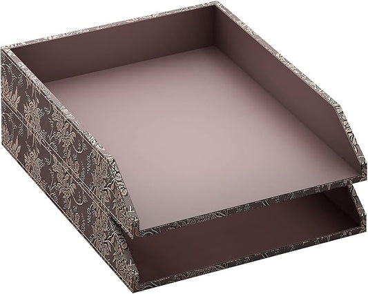 Leather Letter Tray, Thipoten Stackable Desk Organizer Holder for Office Supplies, Paper, File, Magazine, Perfect Office Organization for Desktop (Retro)