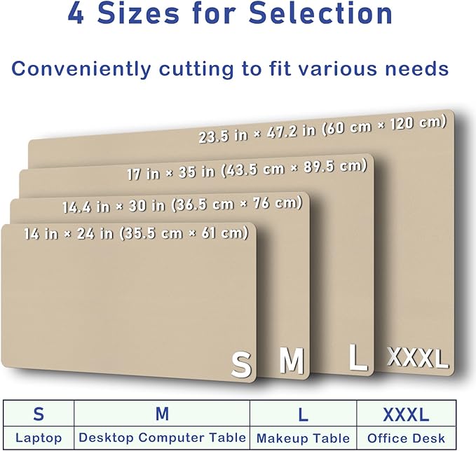 Boutilon Leather Desk Pad Protector,Non-Slip Mouse Pad,Laptop Desk Pad,Office Mouse Mat,Waterproof Leather Desk Blotter,Desk Writing Pad for Office and Home (M-Beige,30"x14")