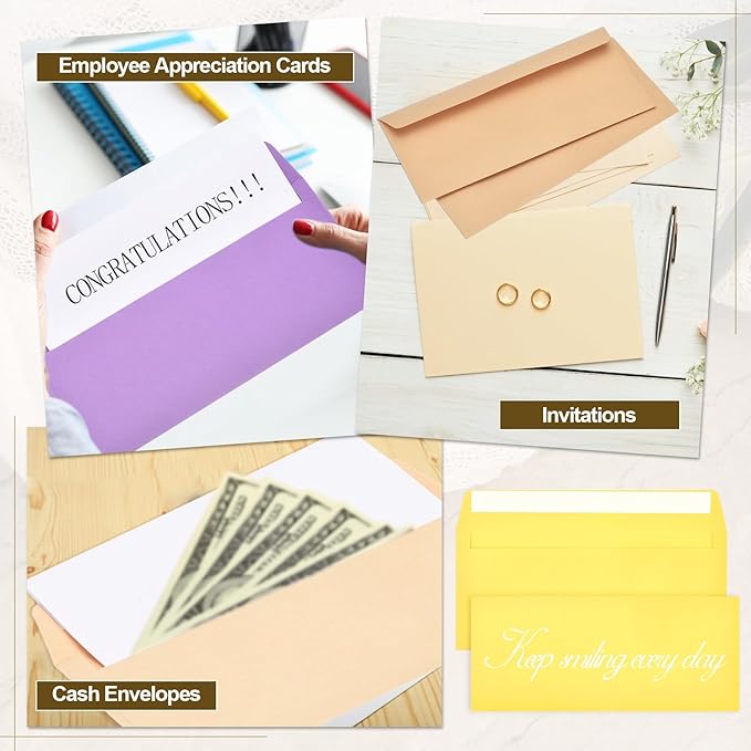 PATIKIL 100 Pack Lemon Yellow #10 Business Envelopes, Colored Self Seal Letter Size Envelopes for Business Mailing Office Checks Invitation, 4-1/8 x 9-1/2 Inches