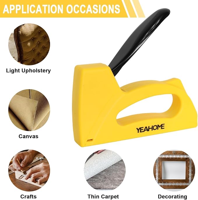 YEAHOME Light Duty Staple Gun, Upholstery Staple Gun with 2000 pcs JT 21 Staples 1/4, 5/16, 3/8 inch, Stapler Gun for Wood, Crafts, DIY, Decoration, Fabric