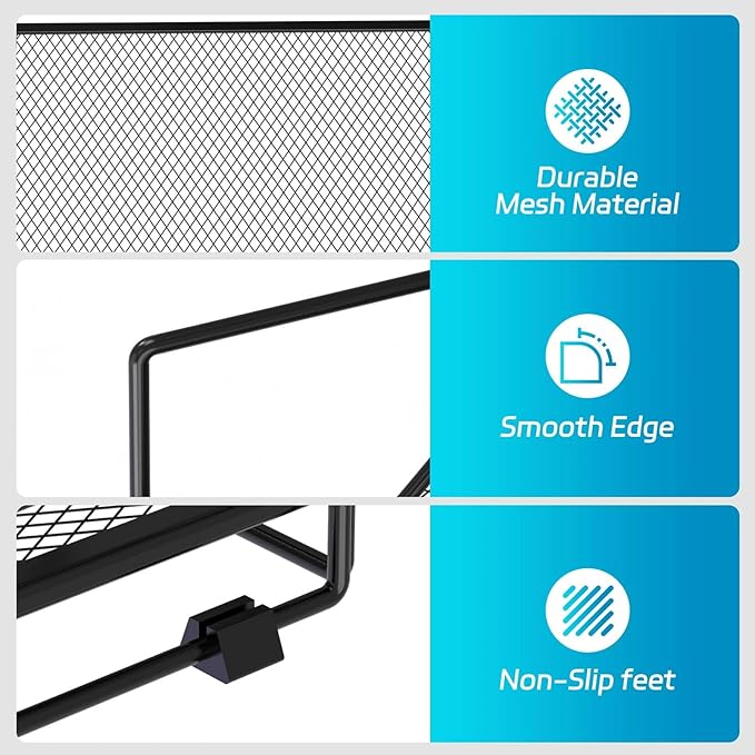 Desk Organizer with Magazine Holder, 5-Tier Paper Organizer for Desk with Pen Holder, Paper Letter Tray for Home, Office and School Supplies, Black