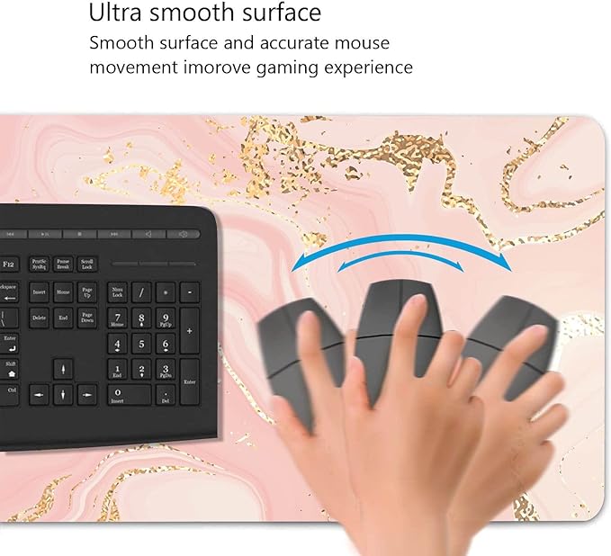 Extended Gaming Mouse Pad (31.5 X 11.8 in), Large Non-Slip Rubber Base Mousepad,Keyboard Mouse Mat Desk Pad for Work, Game, Office - Pink Rose Gold Marble, MOU-08