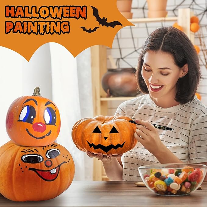 Betem 12 Colors Dual Tip Acrylic Paint Pens Markers, Premium Acrylic Paint Pens for Halloween Decorations, Wood, Canvas, Stone, Rock Painting, Glass, Ceramic Surfaces, Pumpkin Painting Kit DIY Crafts