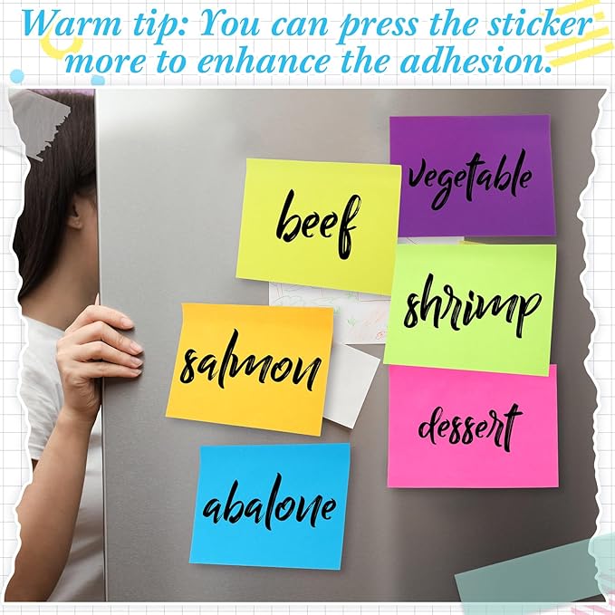 Zubebe 24 Pads 8 x 6 Inch Sticky Notes Bright Colors Sticky Pads Large Self Stick Note Pads Square Memo Post Stickies for Home Office School, 25 Sheets/Pad