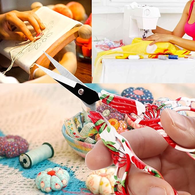 BIHRTC Vintage Rainbow Mini Shears with Artificial Leather Cover Stainless Steel Scissors Small Vintage Sharp Detail Shears for Embroidery Sewing Craft Needle Work Art Work