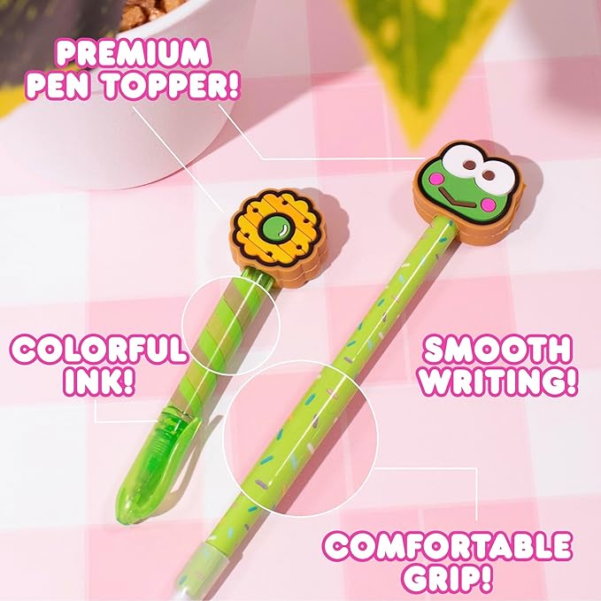 Hello Kitty & Friends Café Multi-Pen Set, 10 Hello Kitty Pens For Kawaii Notebook, Stamps, Erasers & More Sanrio Stationery, Fun Office Supplies, Cute School Supplies, Hello Kitty Merch