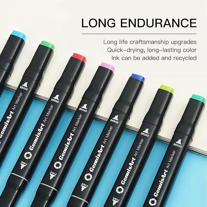 Alcohol Markers,80 Colors Chisel & Fine Dual Tips,Paint Markers For Coloring, Drawing, Sketching, Card Making and DIY Patinting- Perfect for Adults and Kids (Black Barrel, 80)