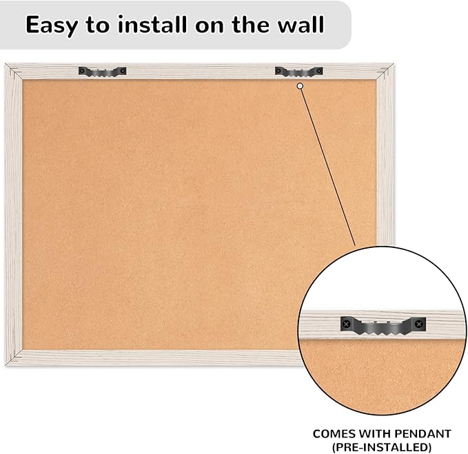 Monthly Whiteboard Calendar & Corkboard for Wall, Magnetic 17"x13" Dry Erase Board with White Wood Framed, 2in1 White Board Cork Board Combo, Calendar Bulletin Board for Kitchen Planner Memo Office