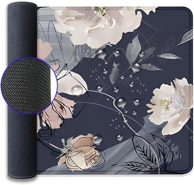 Watercolor Peony Desk Pad Mouse Pad,Floral Extended Large Gaming Mouse Mat with Stitched Edges,Non-Slip Waterproof Rubber Base Mousepad for Office Work Home Desk Mat(27.5X11.8 in)