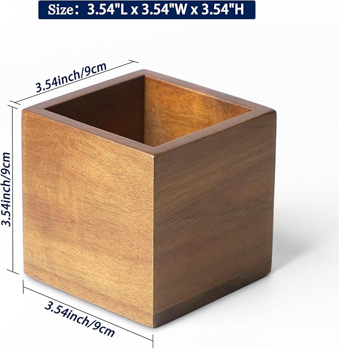 Acacia Wood Makeup Brush Holder Organizer for Vanity,Pen and Pencil Holder for Desk,Desktop Organizer for Store Marker, Makeup Brush, TV Remotes