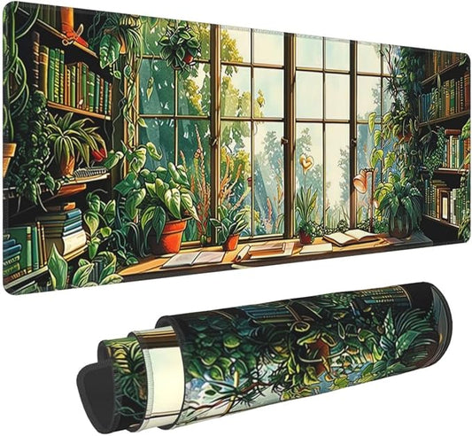 Plants Lovers Gaming Mouse Mat Extended Large XL Mouse Pad Desk Mat Non-Slip Rubber Mice Pads Stitched Edges for Office and Home,31.5 X 11.8 X 0.12 Inches