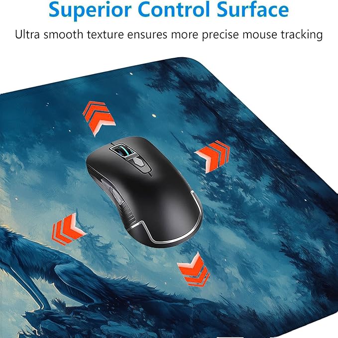 Moon Wolf Gaming Mouse Pad Desk Pad Wolf Howling Nature Wild Animal Woodland Mousepad XL Large Gaming Mouse Pad Laptop Keyboard Mat Desk Pad Office Home Decor for Women Girl 31.5"x11.8"