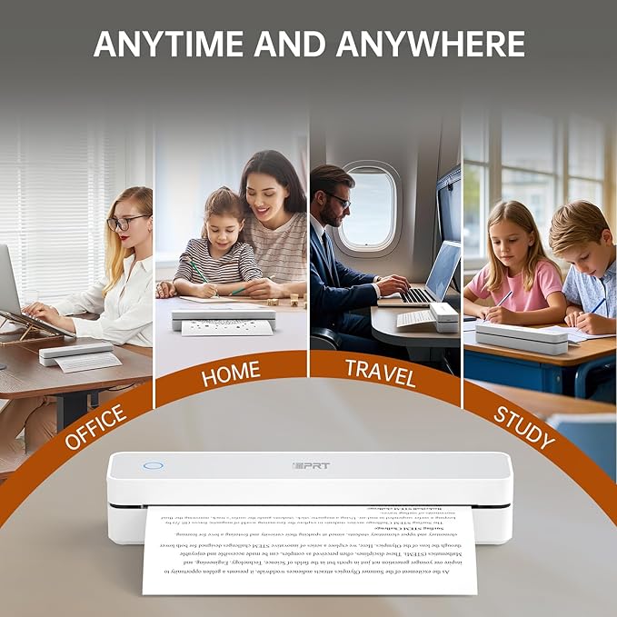 iDPRT MT610 Portable Thermal Printer, Mobile-Travel-Printers, Inkless-Wireless-Small-Printer for Home Use, Office, Vehicles, Bluetooth Printers Supports 8.5" x 11" US Letter & A4 & A5 Size