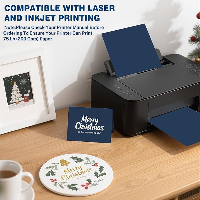 Cardstock 8.5 X 11, 40 Sheets Dark Blue Card Stock, 75lb/ 200gsm Copy Paper, Cardstock Printer Paper For Art, Drawing, Invitations, DIY Cards, Watercolor, Craft, Construction, School & Office Supplies