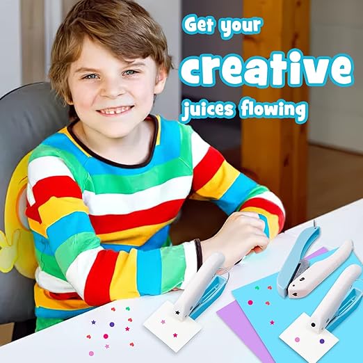 UCEC 3 Pack Paper Craft Hole Punch Shapes, 1/4 Inch Single Hole Puncher for Crafts, Small Handheld Circle Star Hole Punch Heart Hole Punches, 3 Heart Star Hole Puncher for Tags Clothing Ticket