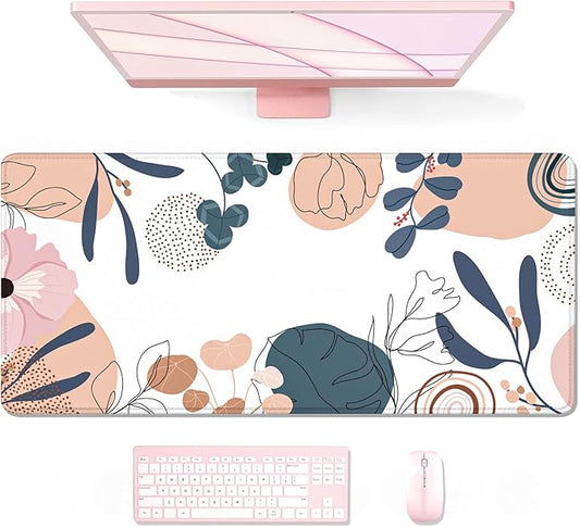 Auhoahsil Large Mouse Pad, XXL Gaming Mousepad, Desk Mat for Desktop, Thick Rubber, Big & Long Size, Stitched Edges, Full Desk Pad for Laptop & Computer, Extended 31.5 x 11.8 in, Boho Plant