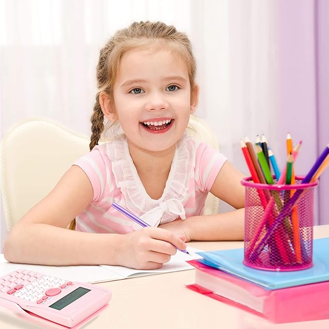 Pink Scientific Calculator, Cute 2-Line Math Calculator for Students, Algebra Geometry Calculator for Middle School, High School & College Supplies