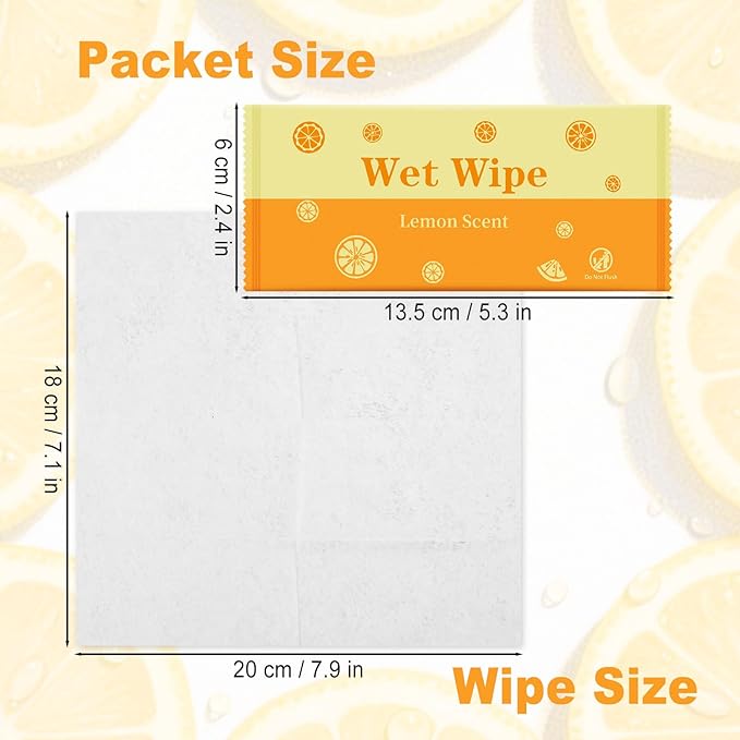 Hand Wipes Travel Size, 500 Pcs Wet Wipes Individually Wrapped for Barbecue, Seafood Boil Party, Restaurant, Lemon Scent