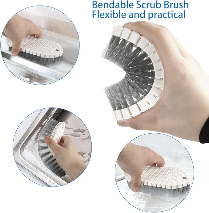 6 Pack Multipurpose Household Cleaning Brush Set, Deep Cleaning Brush Set with Grips Dish Brush, Scrub Brush, Bottle Brush, Shoe Brush, Groove Gap Brush, Keyboard Brush for Kitchen Bathroom
