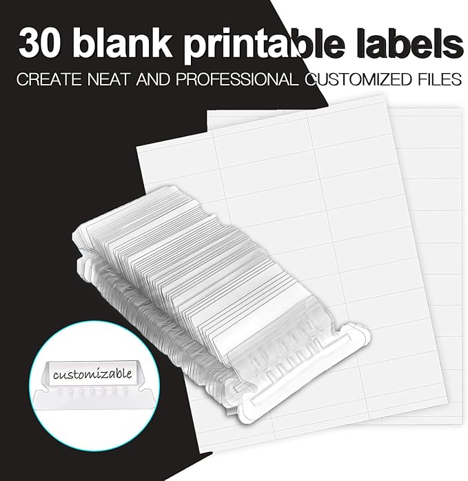 HERKKA Hanging File Folders, 30 Pack Reinforced Letter Size Hanging Folders, Designed for Bulky Files, Filing Cabinet, 1/5-Cut Adjustable Tabs (Black)