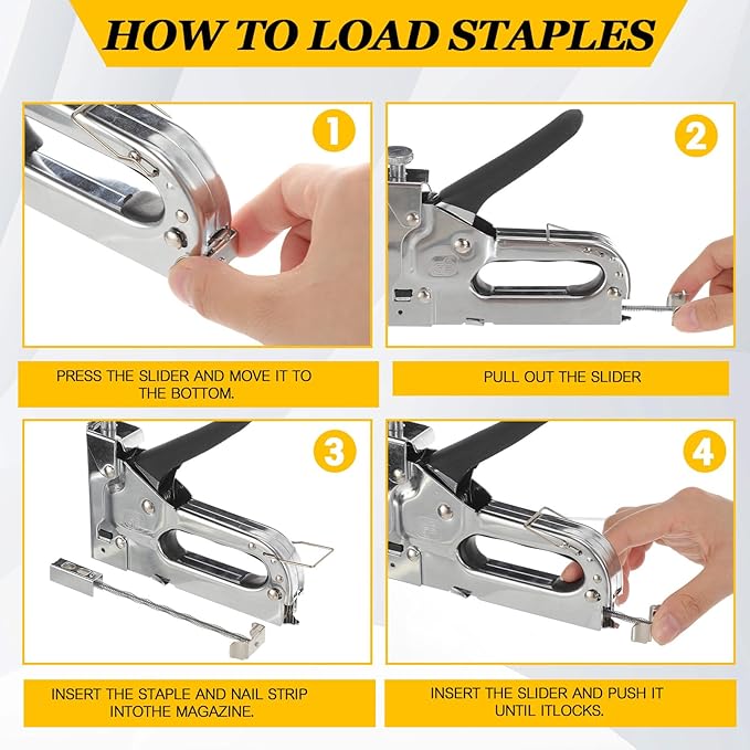 Faccito 6000 Pcs Staple Gun Kit Heavy Duty Manual Stapler Includes 1/4", 3/8", 1/2" Staples for Upholstery Professional Household Projects