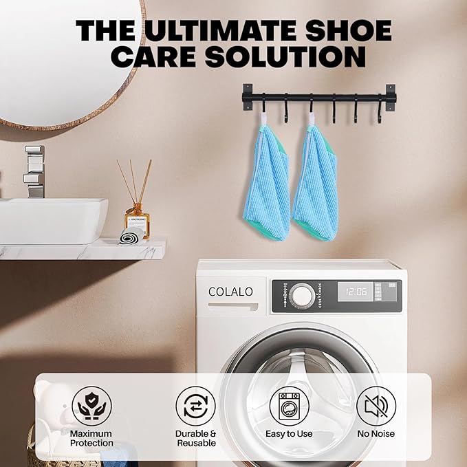 Shoe Washing Machine Bag: Laundry Shoe Bag for Washer and Dryer - 2pc Reusable Shoe Cleaning Bag for Sneaker Tennis Shoes Unstain Cleaner Kit (Blue 2pcs)