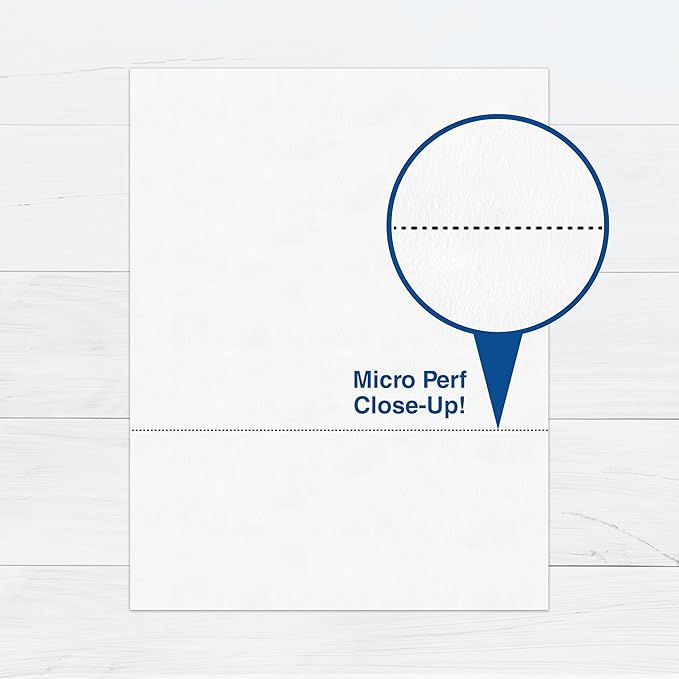 PrintWorks Professional 3 5/8" Horizontal Perforated Paper 8.5” x 11” - Perfect For W-2, 1099, & Statement Use - Made in the USA - 500 Sheets - 24 lb - Printer Compatible - White (04134)
