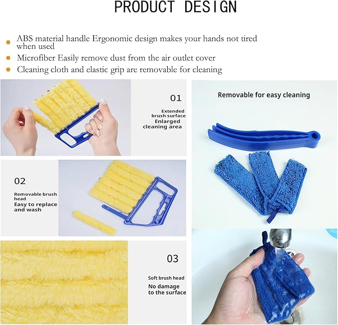 Blind Cleaner Duster Tool Microfiber Washable Cleaning Tools for Ceiling Fan Cleaner Duster and Blind Cleaner; Suitable for Louvers, Air Conditioning Vents, and Ceiling Fans(8-Pack)