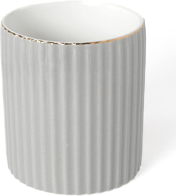 Pen Holder for Desk, Ceramic Pencil Cup Office Desk Organizer, Makeup Brush Holder, Light Gray