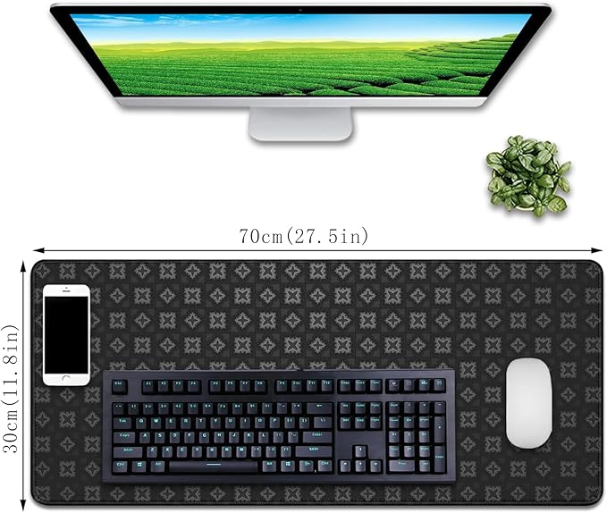 Black Mouse Pad Desk Mat for Keyboard and Mouse,Mouse Pad for Laptop Large Computer Mouse Pads Gaming Pad,Long Mousepad with Stitched Edge Non-Slip Rubber Base for Work Study (27.5X11.8 in)