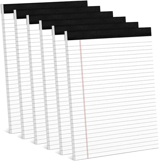 6 Pack 8.5 x 11 Legal Pads for Office Supplies Paper Pads 8.5 x 11 White Note Pads for Work Lined Writing Pads Notebook White Legal Pads Wide Ruled Notepads 30 Sheets Per Writing Pad Legal Note Pad