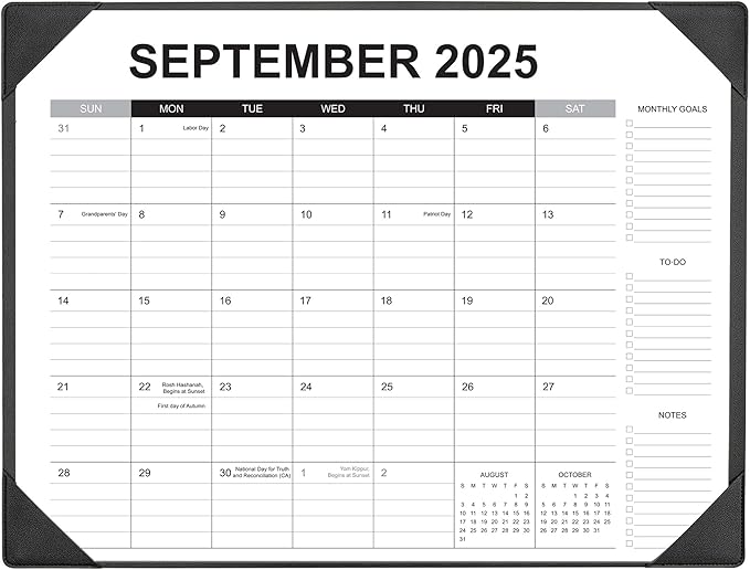 Desk Calendar 2025-2026 with Desk Mat – 22" x 17" Large Desk Pad Calendar Runs From Sep 2025 to Dec 2026, Office Supplies Desktop Monthly Calendar for Home & Office