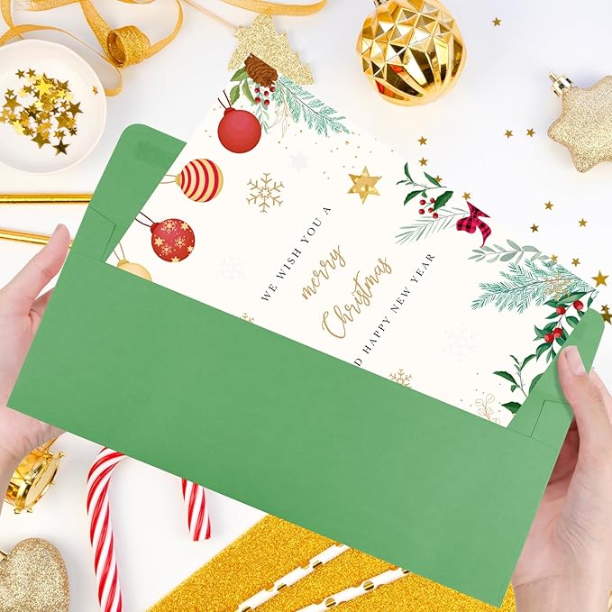 100 Pack Green #10 Business Envelopes, Standard Envelopes Self Seal, 4 1/8 x 9 1/2 Inch Letter Size Business Mailing Envelopes for Checks Invoices Statements Baby Shower Wedding Birthday